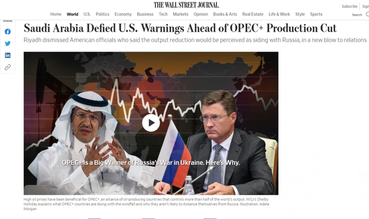 WSJ: Амеры попросили Саудитов отложить на месяц решение о сокращении квот по нефти, но были проигнорированы