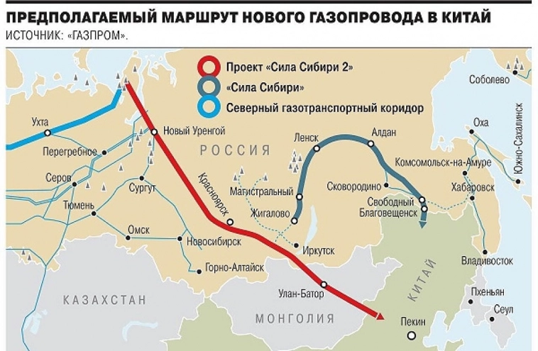 Предполагаемый маршрут нового газопровода