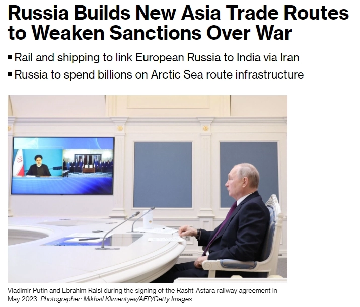 Россия строит новые торговые маршруты в Азии, чтобы ослабить санкции из-за СВО — Bloomberg