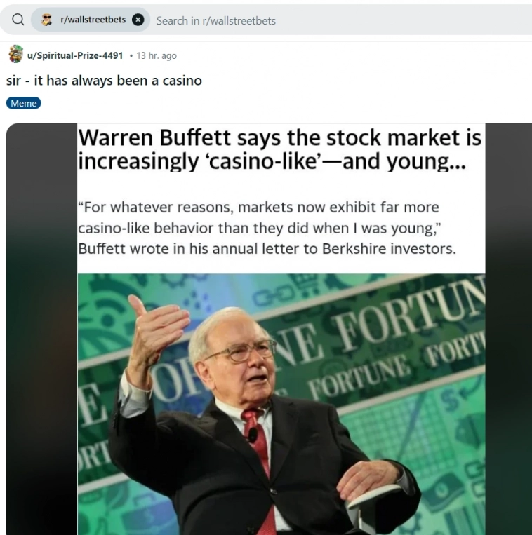 Баффет сравнил фондовый рынок с казино...
