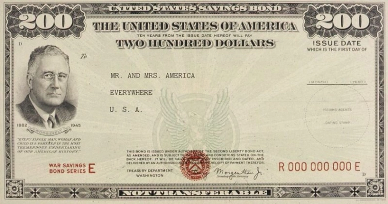 В память о Рузвельте специальная облигация серии E на 200 долларов была выпущена в начале 8-го военного займа, получившего название «Заем победы» (29 октября 1945 г.)