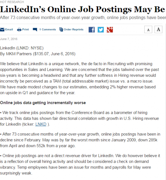 LinkedIn: Худшее количество вакансий с первой волны суперкризиса