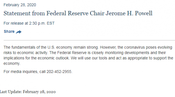 Молния! Срочное заявление главы ФРС Джерома Пауэлла.