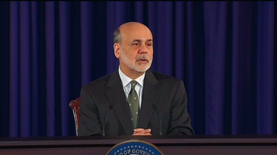 Bernanke warns of fiscal cliff as Fed lowers forecasts.