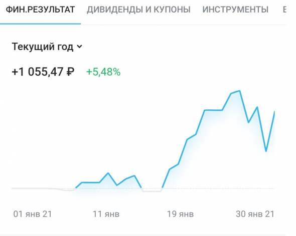 Итоги моего инвестирования в акции российских компаний и ETF FinEX за январь 2021 года.
