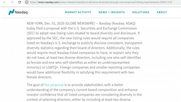 Новые требования NASDAQ к советам директоров эмитентов