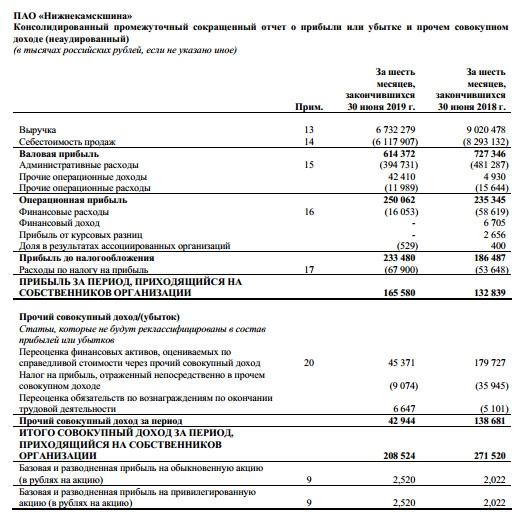 Нижнекамскшина - прибыль за 1 п/г по МСФО выросла на 25%