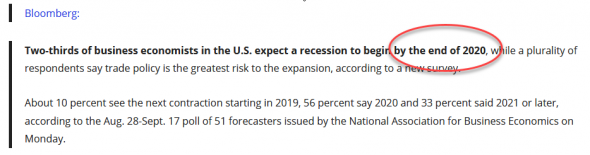 Рецессия придет в 2020