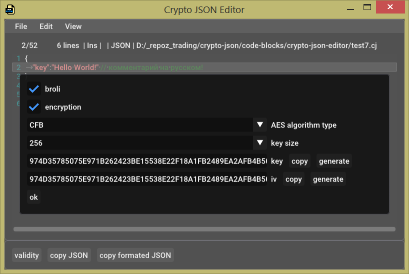 Зашифрованный и сжатый JSON с комментариями в качестве файла конфигурации
