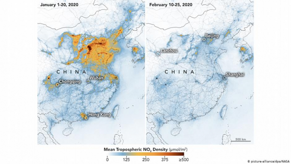 Эпидемия коронавируса снизила уровень загрязнения воздуха в Китае!