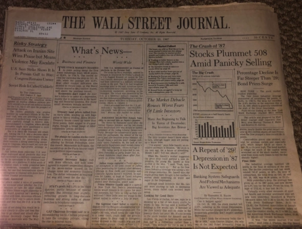 Black Monday. October 1987 vs. October 2021