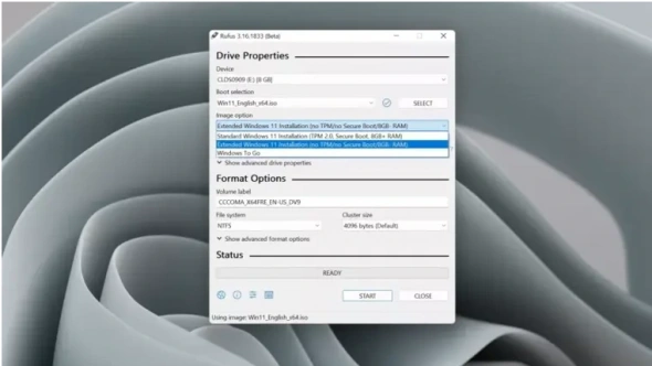 Новая функция утилиты Rufus позволяет устанавливать Windows 11, игнорируя системные требования