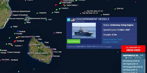Американские крейсеры спешно покидают места подрывов газопроводов СП1 и СП2