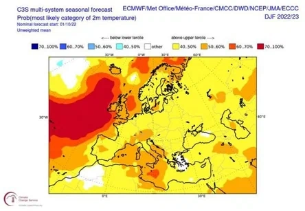 Прогноз Copernicus: Предстоящая зима в Европе будет мягкой