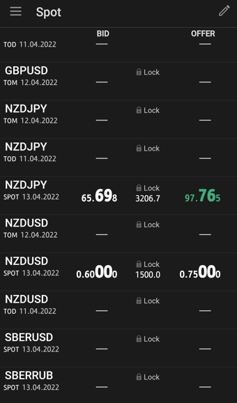 Real Time InterBank DOM Fx Bid - Offer