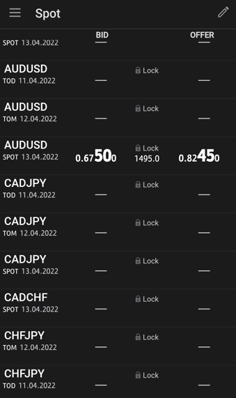 Real Time InterBank DOM Fx Bid - Offer
