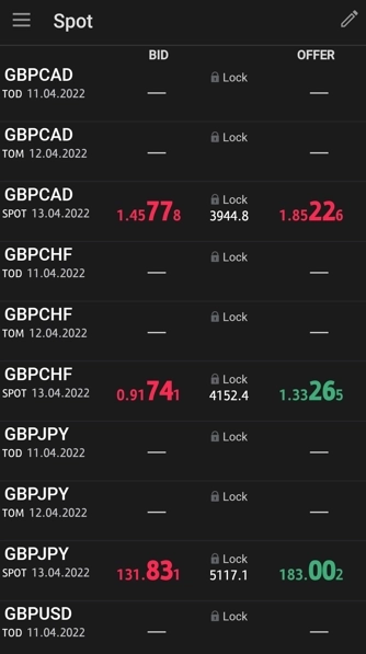Real Time InterBank DOM Fx Bid - Offer