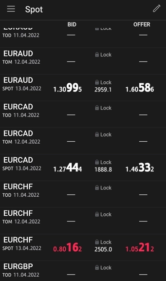 Real Time InterBank DOM Fx Bid - Offer