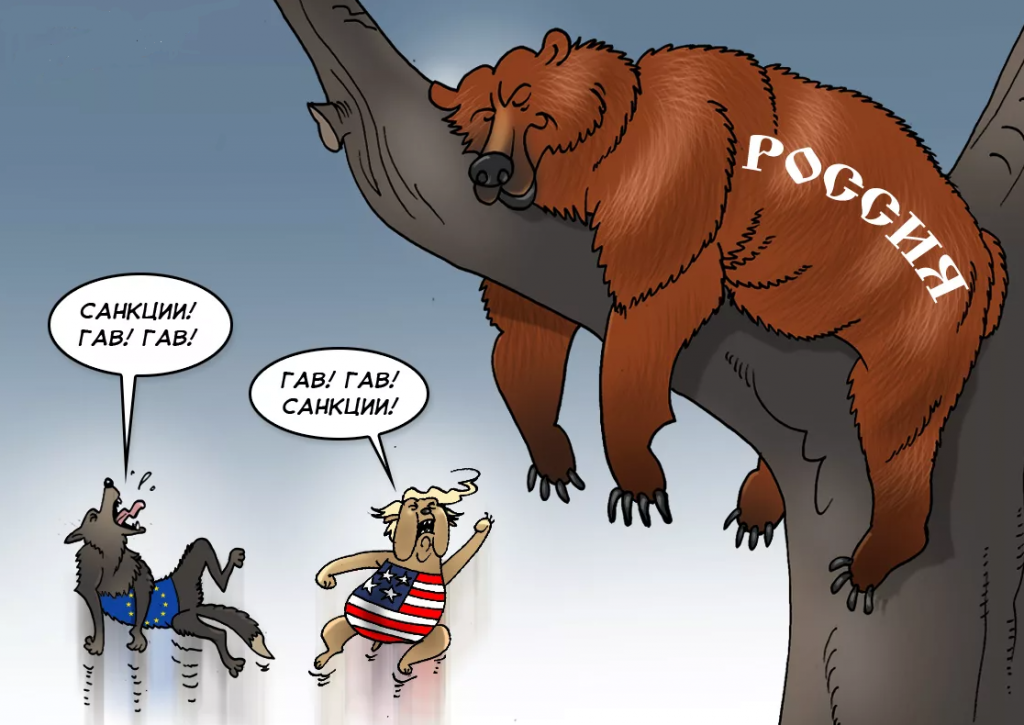Санкции. Медведь санкции. Санкции рисунок. Западные карикатуры на Россию.
