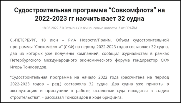 СОВКОМФЛОТ (FLOT). Отчет за 2022г. Дивиденды. Перспективы.