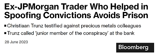 Трейдеры золота JP Morgan отправляются в тюрьму, а JP Morgan выходит из «корзины грехов» Министерства юстиции
