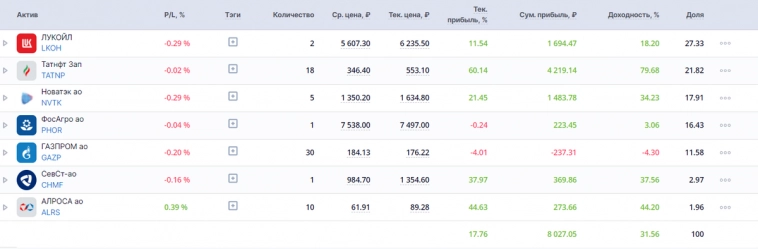 Портфель из дивидендных акций РФ. Август 2023. Структура и обзор Портфель из дивидендных акций РФ. Август 2023. Структура и обзор