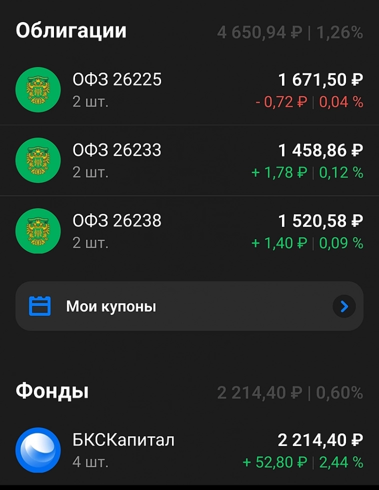 Отчёт по моему инвест портфелю.