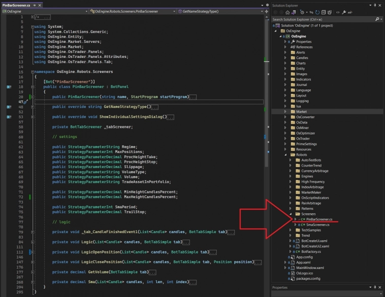 Пин бар паттерн в тренде. Скринер для широкого рынка. Робот с открытым кодом. Свечи #24