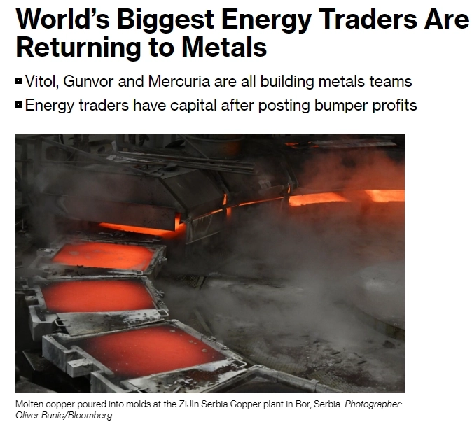 Крупнейшие мировые трейдеры энергоресурсами возвращаются к металлам — Bloomberg