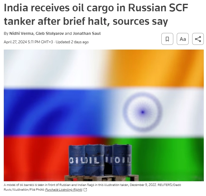 Суда Совкомфлота возобновили поставки нефти в Индию после кратковременной остановки — Reuters