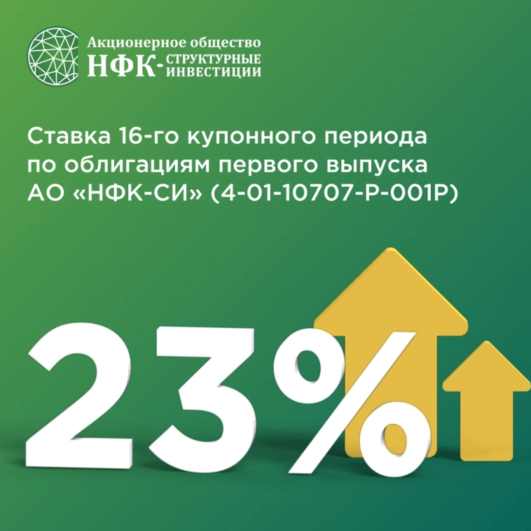 АО «НФК-СИ» установило ставку на 16-й купонный период по облигациям первого выпуска АО «НФК-СИ» установило ставку на 16-й купонный период по облигациям первого выпуска