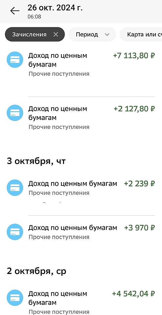 Дивиденды (октябрь-декабрь)