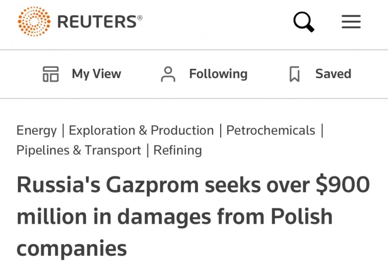 900 млн долларов требует Газпром от польских компаний, —  Reuters.