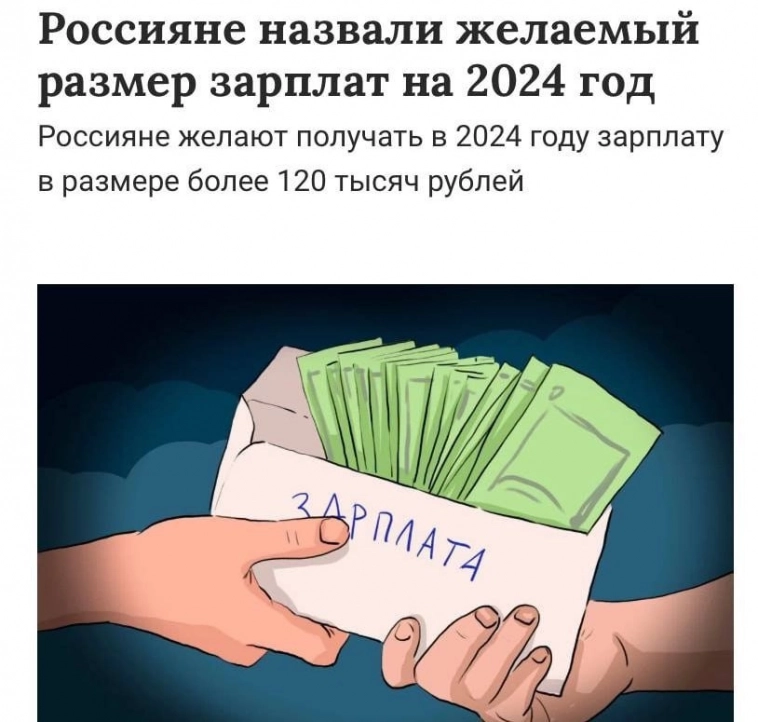 Средняя желаемая зарплата россиян в 2024 году.