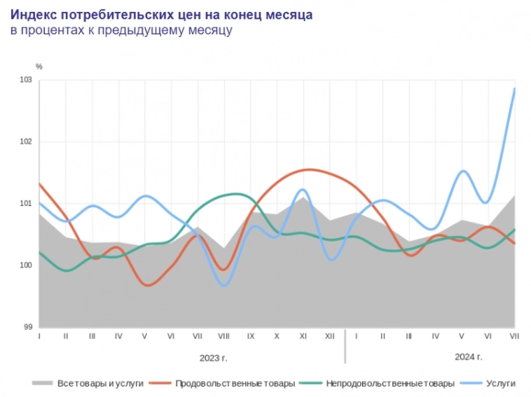 Инфляция ожидаемо замедлилась, но потреб. активность вновь ускорилась, на топливном рынке кризис, пересчёт июля выше недельных данных!⁠⁠