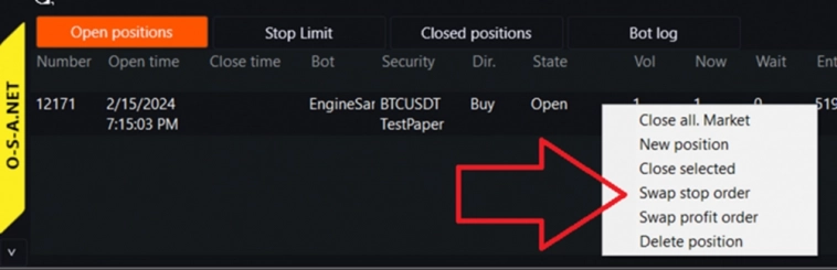 Механика работы Stop и Profit приказов для открытых позиций в OsEngine