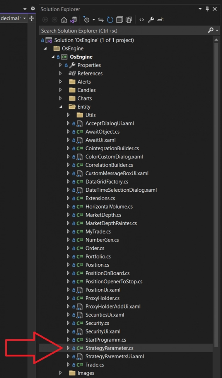 Надпись в окне параметров. StrategyParameterLabel. Параметры робота #8
