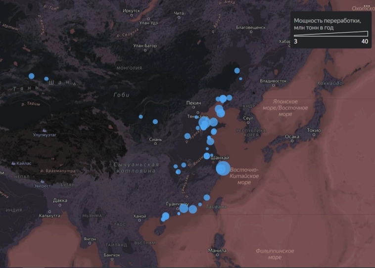 Карта НПЗ Китая