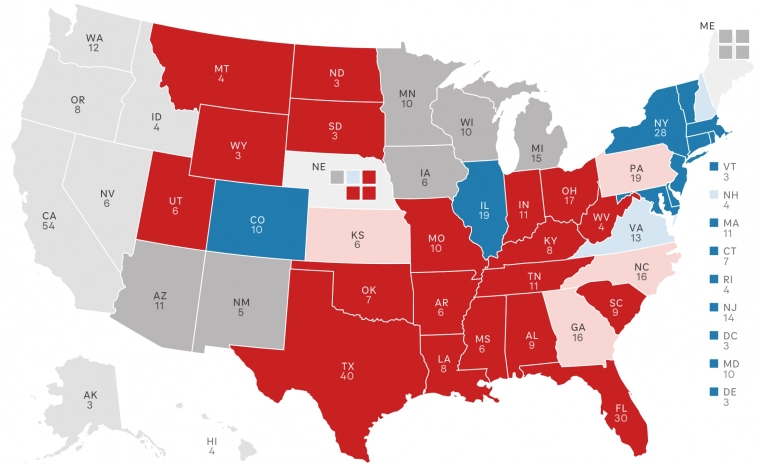 NPR: Trump - ведёт. Trump 230 -  Harris 209