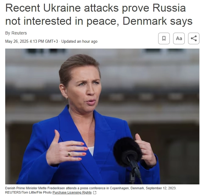 Премьер-министр Дании: Недавние атаки на Украину доказывают, что Россия не заинтересована в мире — Reuters