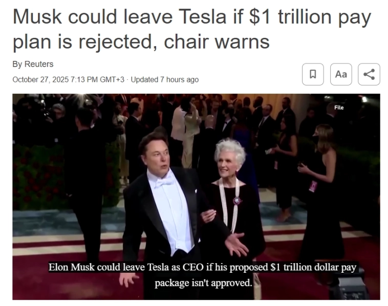 Илон Маск может покинуть пост гендиректора Tesla, если предложенный им пакет выплат в размере $1 трлн не будет одобрен, предупреждает председатель СД — Reuters Илон Маск может покинуть пост гендиректора Tesla, если предложенный им пакет выплат в размере $1 трлн не будет одобрен, предупреждает председатель СД — Reuters