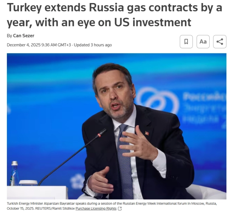 Турция продлила на год 2 истекающих контракта на импорт газа из РФ в общем объеме 22 млрд кубов — Reuters