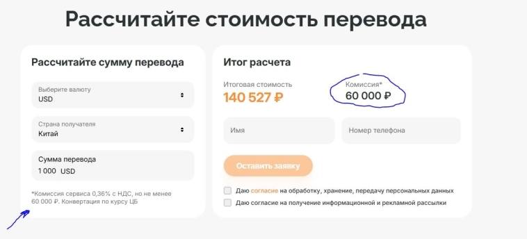 Комиссия за перевод средств зарубеж