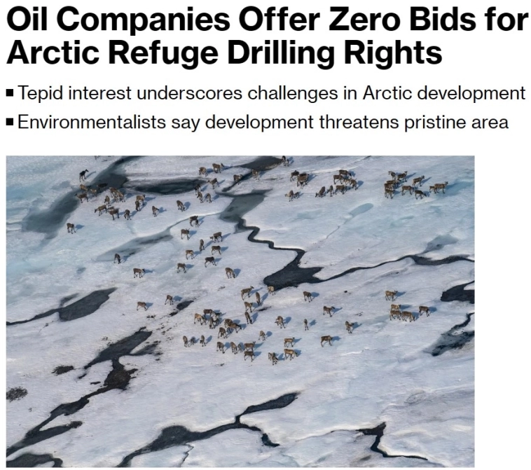 Нефтяные компании отказались от участия в аукционе правительства США на право бурения в арктическом убежище - Bloomberg Нефтяные компании отказались от участия в аукционе правительства США на право бурения в арктическом убежище - Bloomberg