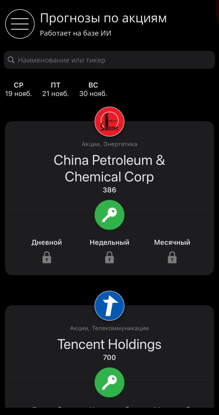 Прогнозы акций РФ, США, Китая с помощью AI