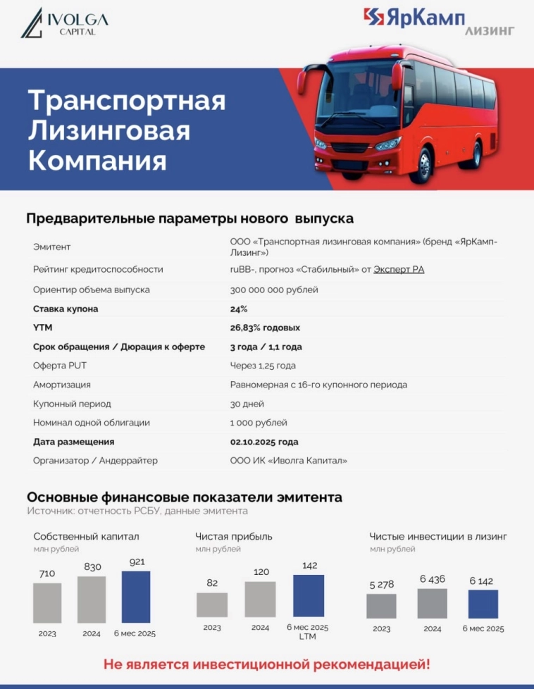 Скрипт сегодняшнего размещения ТЛК (BB-, YTM 26,8%)