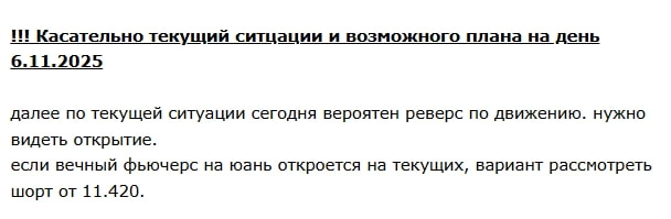 План отработался. Аналитика юань рубль. Итог торгов 6.11.25. План на 7.11.2025