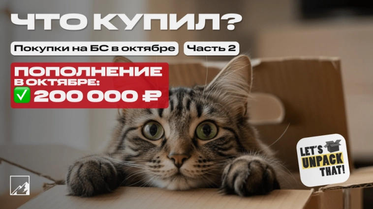 🏆 Пополнил брокерский счёт на 200 000 в октябре. Закупка под пассивный доход на обвале. Что купил? Часть 2 🏆 Пополнил брокерский счёт на 200 000 в октябре. Закупка под пассивный доход на обвале. Что купил? Часть 2