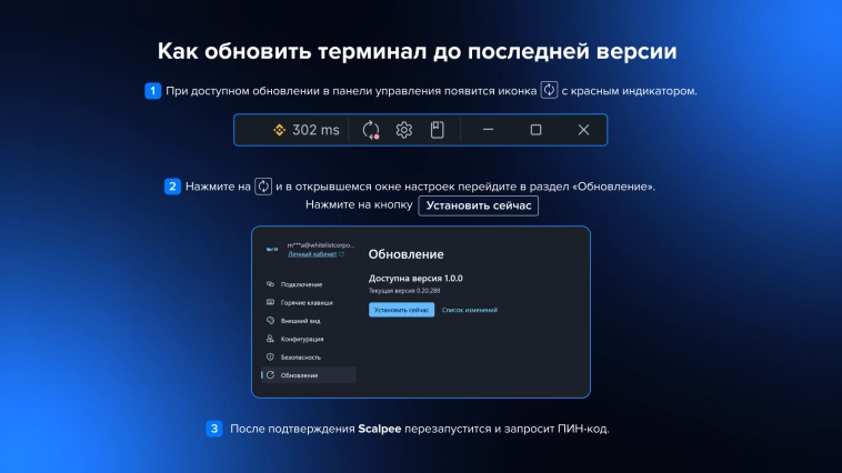 Инструкция для трейдеров: как обновить терминал Scalpee Инструкция для трейдеров: как обновить терминал Scalpee