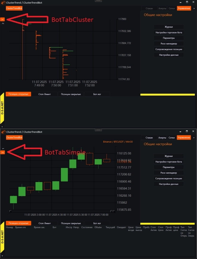 Визуальный интерфейс BotTabCluster.